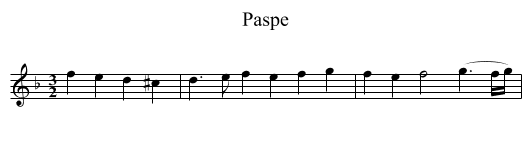 Paspe - staff notation
