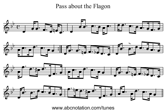 Pass about the Flagon - staff notation