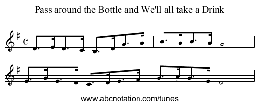 Pass around the Bottle and We'll all take a Drink - staff notation