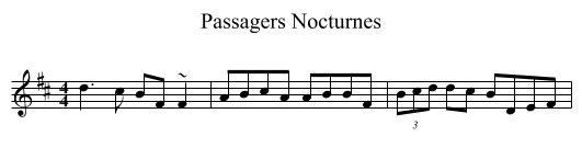Passagers Nocturnes - staff notation