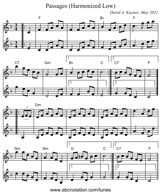 Passages (Harmonized Low) - staff notation