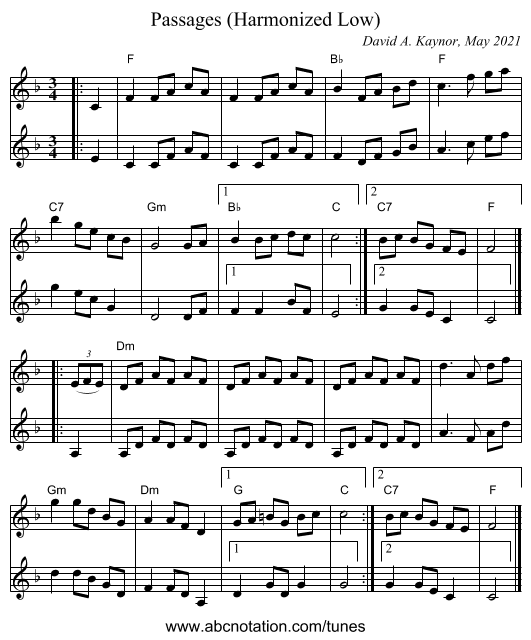 Passages (Harmonized Low) - staff notation