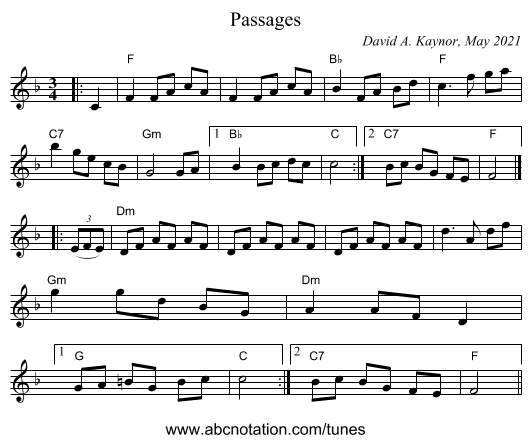 Passages - staff notation