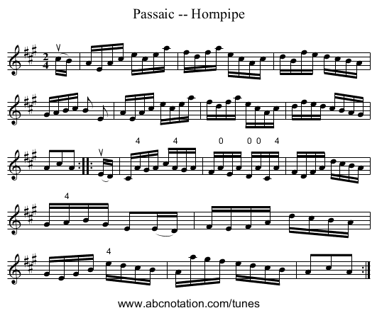 Passaic -- Hornpipe - staff notation
