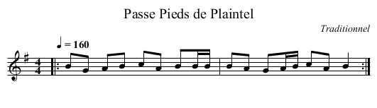 Passe Pieds de Plaintel - staff notation