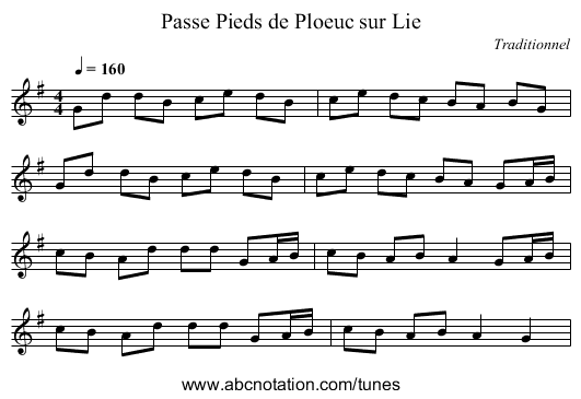 Passe Pieds de Ploeuc sur Lie - staff notation