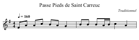 Passe Pieds de Saint Carreuc - staff notation