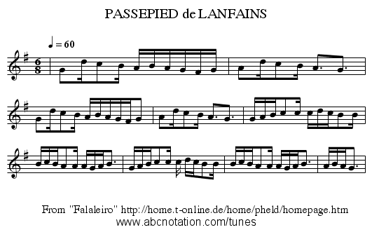 PASSEPIED de LANFAINS - staff notation