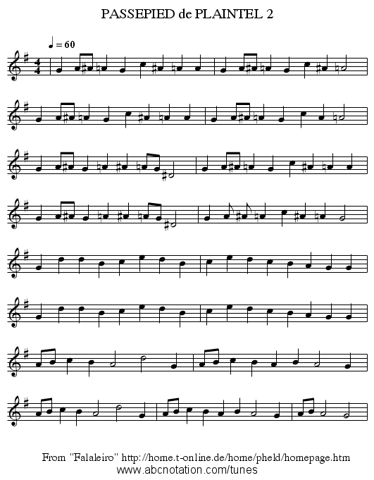 PASSEPIED de PLAINTEL 2 - staff notation
