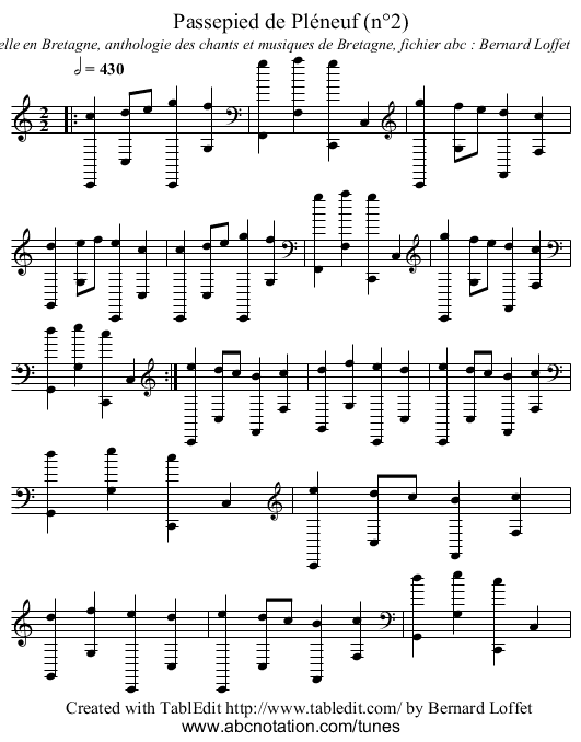 Passepied de Pléneuf (n°2) - staff notation
