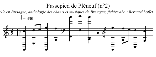 Passepied de Pléneuf (n°2) - staff notation