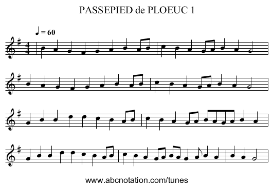 PASSEPIED de PLOEUC 1 - staff notation