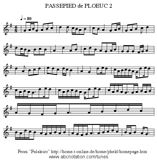 PASSEPIED de PLOEUC 2 - staff notation