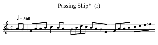 Passing Ship*  (r) - staff notation
