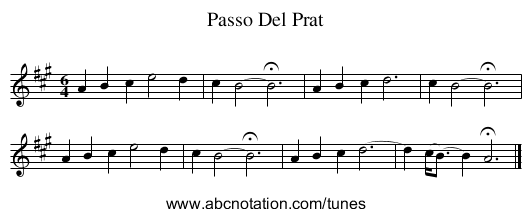 Passo Del Prat - staff notation