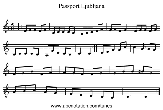 Passport Ljubljana - staff notation