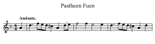Pastheen Fuen - staff notation