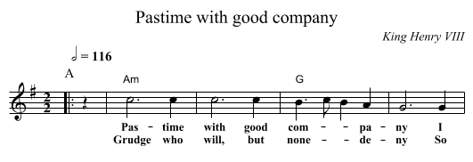 Pastime with good company - staff notation