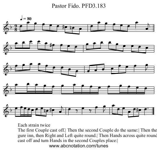 Pastor Fido. PFD3.183 - staff notation