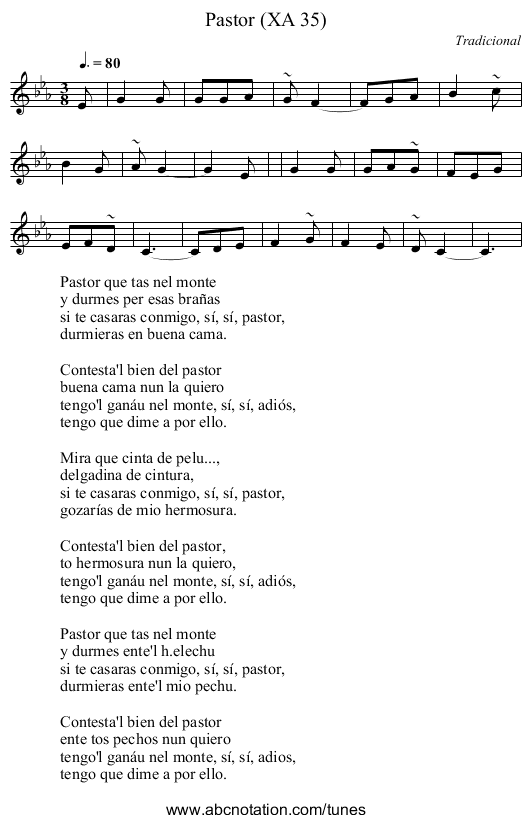 Pastor (XA 35) - staff notation