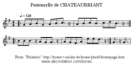 Pastourelle de CHATEAUBRIANT - staff notation