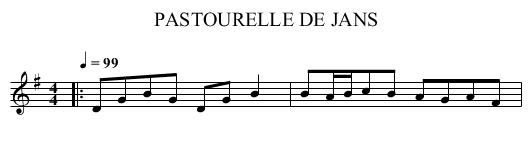 PASTOURELLE DE JANS - staff notation