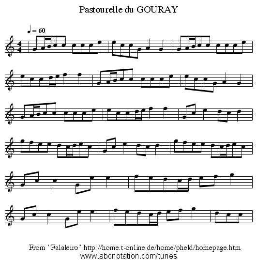 Pastourelle du GOURAY - staff notation