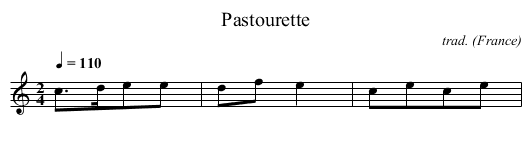 Pastourette - staff notation