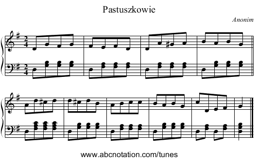 Pastuszkowie - staff notation