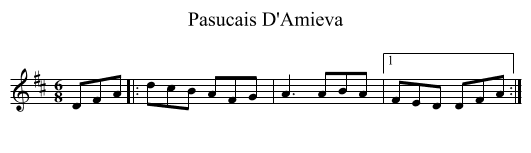 Pasucais D'Amieva - staff notation