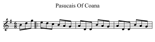 Pasucais Of Coana - staff notation