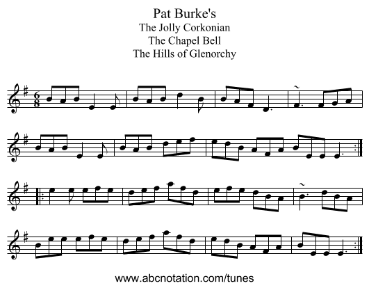 Pat Burke's - staff notation