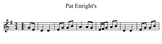 Pat Enright's - staff notation