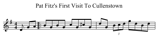 Pat Fitz's First Visit To Cullenstown - staff notation
