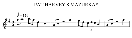 PAT HARVEY'S MAZURKA* - staff notation