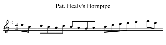 Pat. Healy's Hornpipe - staff notation