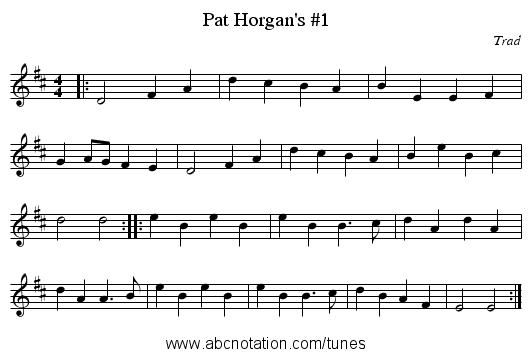 Pat Horgan's #1 - staff notation