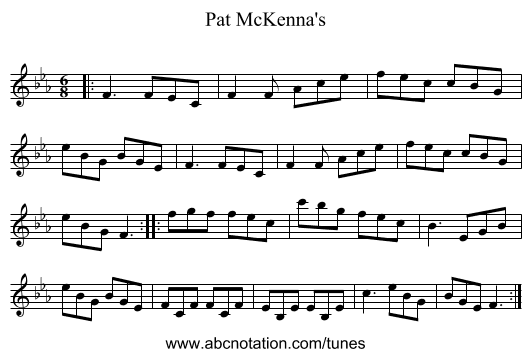 Pat McKenna's - staff notation