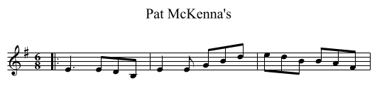 Pat McKenna's - staff notation