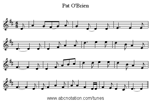 Pat O'Brien - staff notation