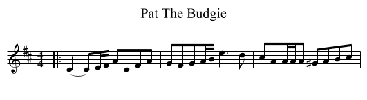 Pat The Budgie - staff notation