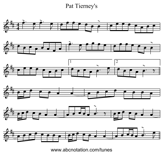 Pat Tierney's - staff notation