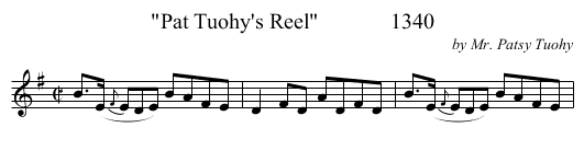 Pat Tuohy's Reel             1340 - staff notation