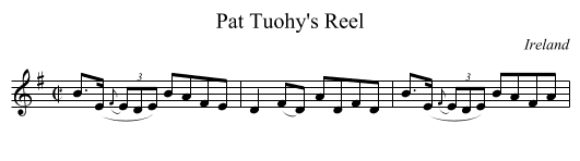 Pat Tuohy's Reel - staff notation