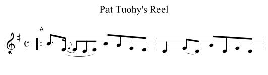 Pat Tuohy's Reel - staff notation