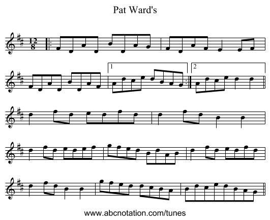 Pat Ward's - staff notation