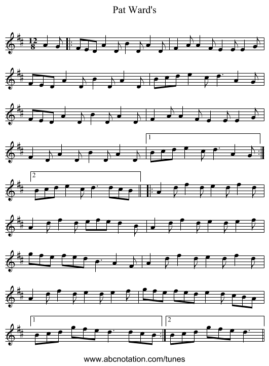 Pat Ward's - staff notation