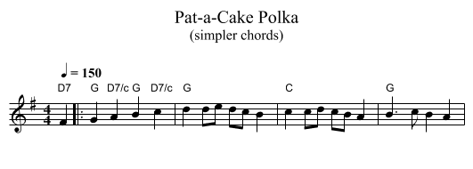 Pat-a-Cake Polka - staff notation