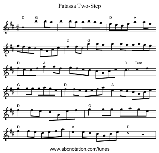 Patassa Two-Step - staff notation