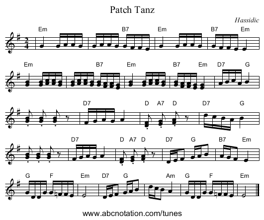 Patch Tanz - staff notation